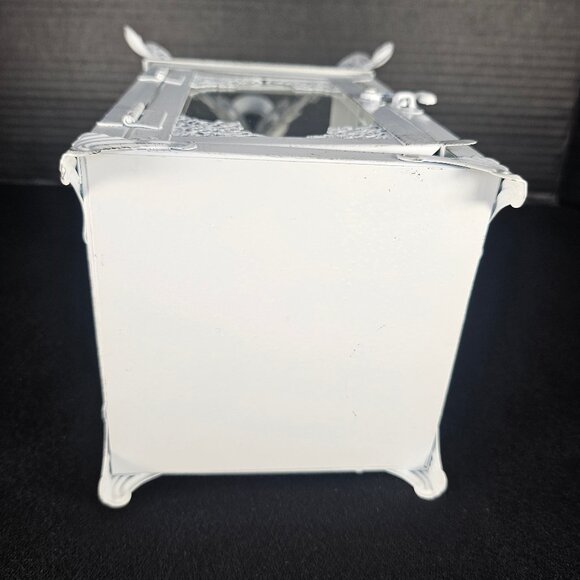 Ophelia & Co. 14 Inch Vintage White Metal Hanging Lantern With Clear Glass - Picture 10 of 11